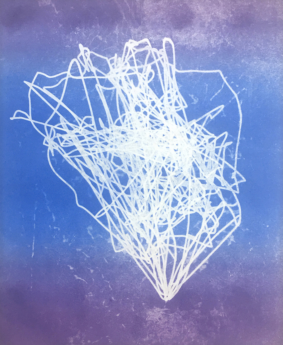 “What You Offered” computer mouse movement tracking, laser-cut woodblocks, pressure-prints 16” x 20”, 2022