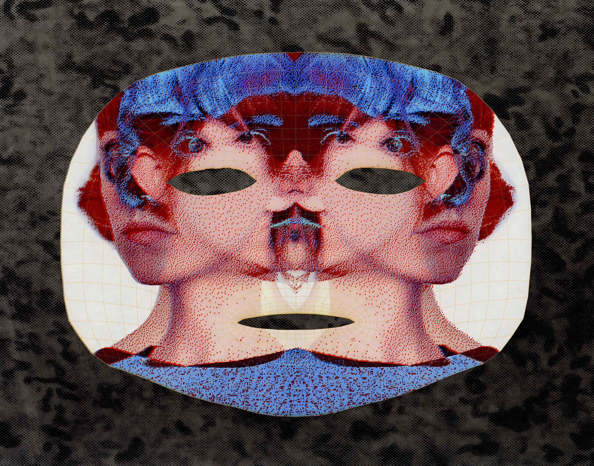 ”Digital Doppleganger” Dana Potter, laser-cut relief and screenprint, 14” x 11”, 2025