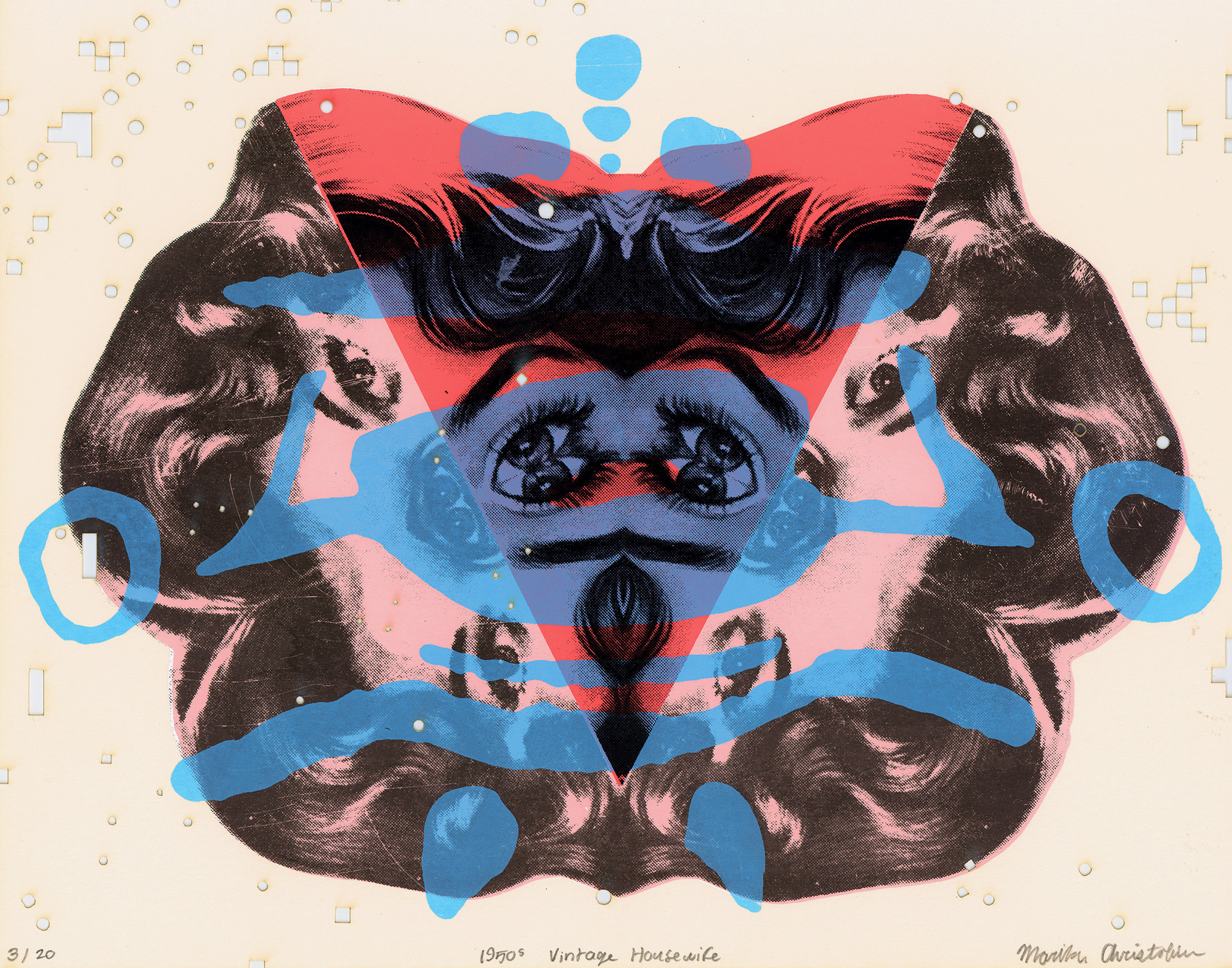 ”1950s Vintage Housewife” Marika Christofides, screenprint, 14” x 11”, 2025
