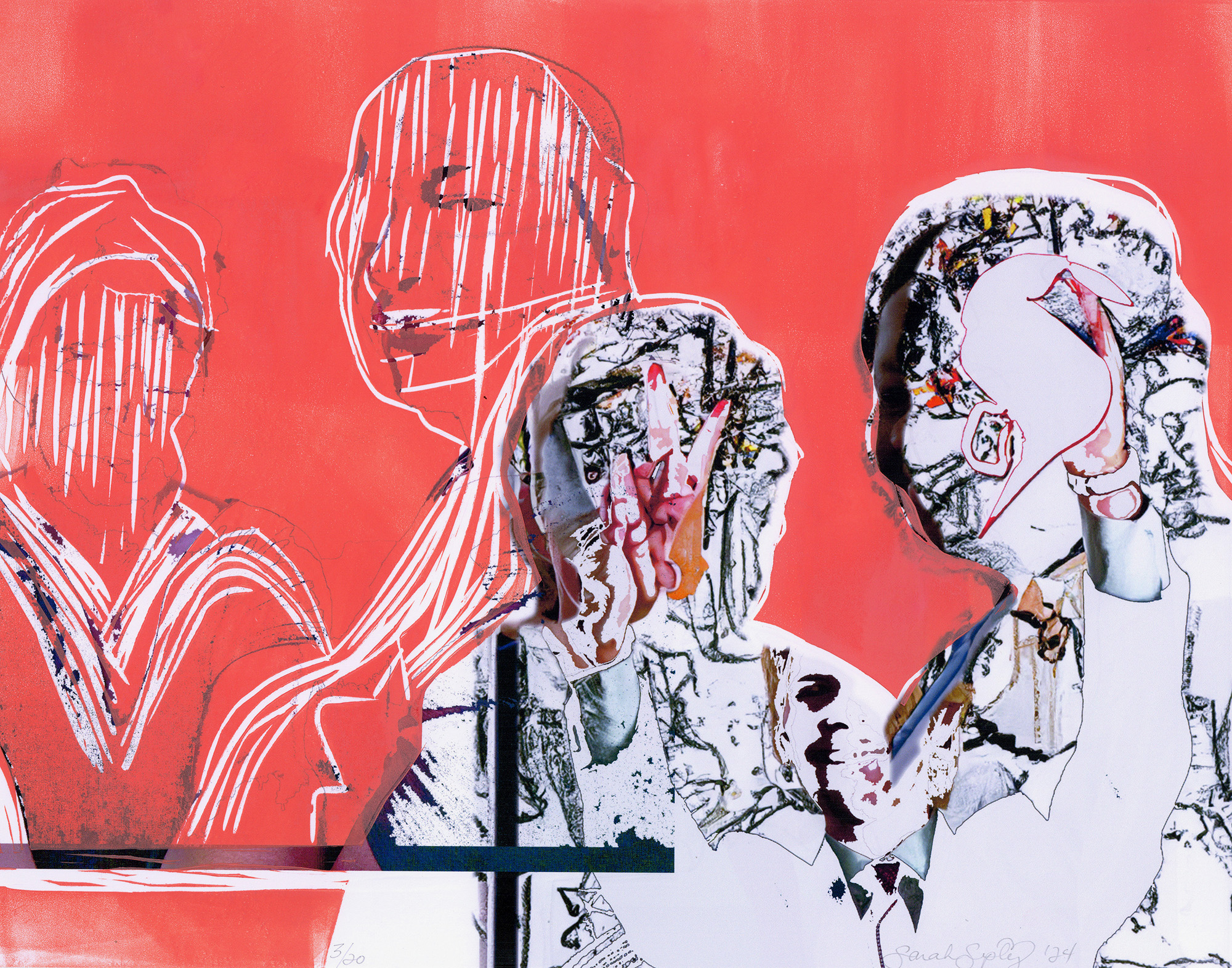 ”untitled” Sarah Sipling, relief and iris print, 14” x 11”, 2025