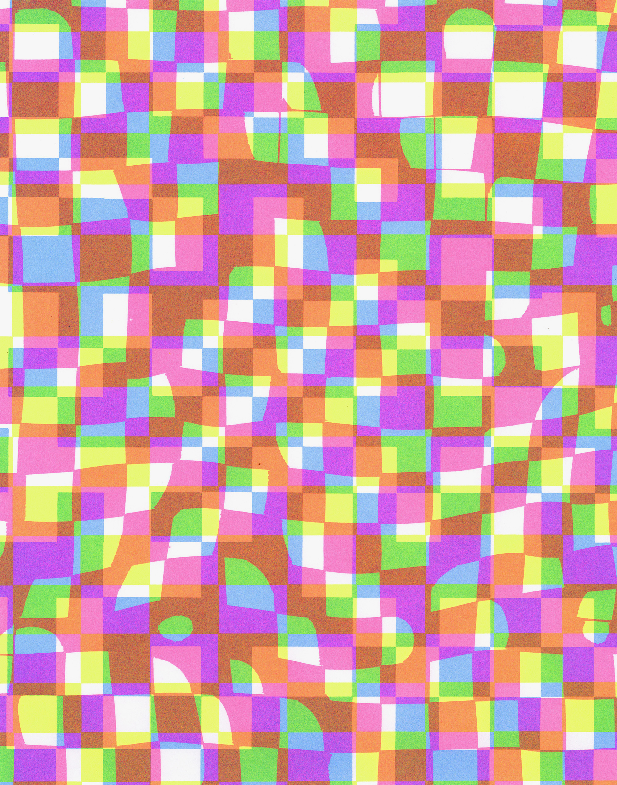 ”A simple checkerboard pattern.” Travis Janssen, screenprint, 11” x 14”, 2025